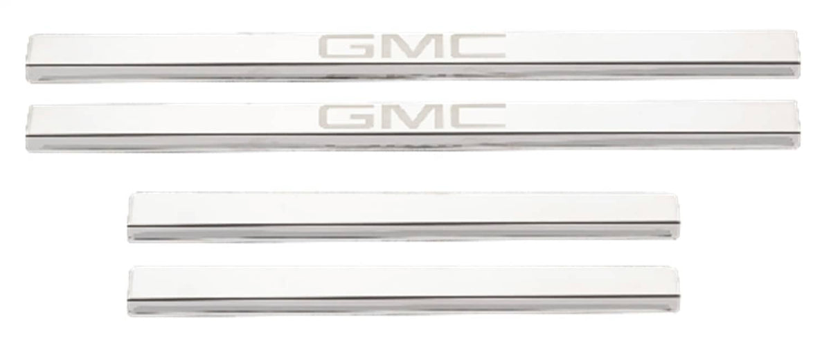 STAINLESS DOOR SILL SET WITH GMC LOGO 19-26 GMC 1500 / 20-26 HD CREW C ...